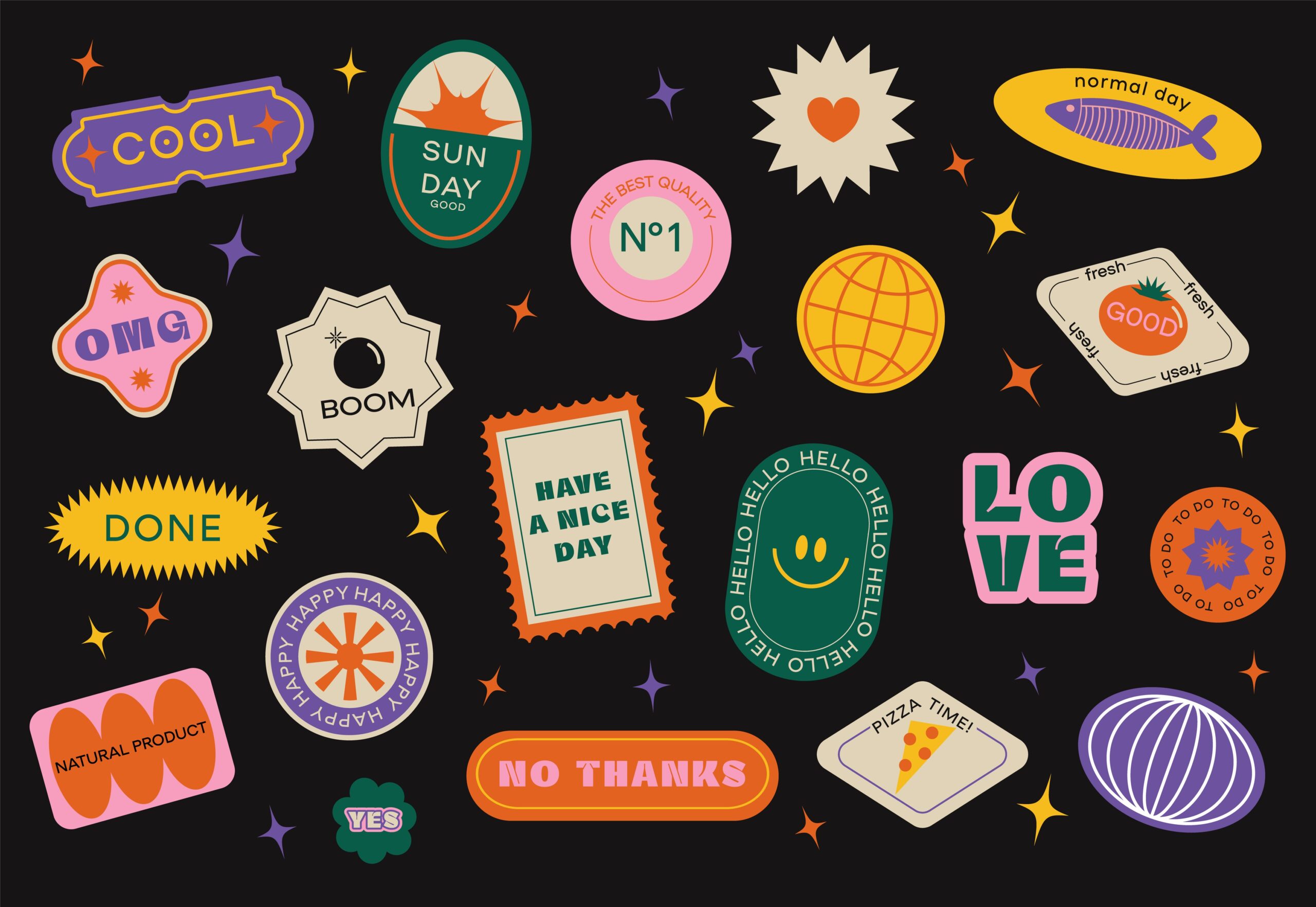 eggshell stickers auf schwarzem Hintergrund